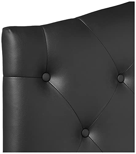 Baxton Studio Myra Modern and Contemporary Full Size Black Faux Leather Upholstered Button-Tufted Scalloped Headboard - color: Black, size: Full