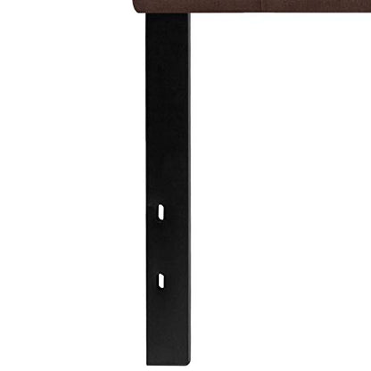 EMMA + OLIVER Dark Brown Queen Quilted Tufted Headboard | Adjustable Bed Rail Slots, Fabric Upholstered - color: Dark Brown, size: Queen
