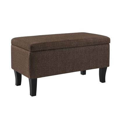 Convenience Concepts Designs4Comfort Winslow Storage Ottoman Bench 32" - Transitional Upholstered Footstool & Seat, for Living Room, Entryway, Hallway, & Bedroom, Medium Brown Fabric - color: Medium Brown Fabric
