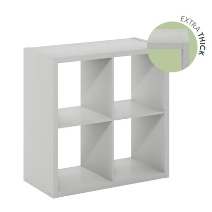 Furinno Cubicle Book Shelf Set of 2, 4-Cube Bookshelf, Light Grey | 14.6 x 30 x 30, 1.2" Thick Frame Bookcase with Reversible Open Back, for Living Room, Bedroom, Home Office - color: Light Grey, size: Set of 2, 4-Cube