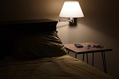Kira Home Cambridge 15" Modern Swing Arm Wall Sconce with 3-Way Switch | White Empire Fabric Shade, 2-in-1 Plug In or Hardwired Bedroom Wall Lamp, Satin Nickel Finish - color: Brushed Nickel,White Shade