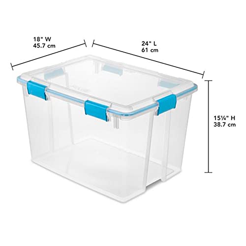 Sterilite 80 Qt Gasket Box, Stackable Storage Bin with Latching Lid and Tight Seal, Plastic Container to Organize Basement, Clear Base and Lid, 1-Pack - size: 80 Quart, style: 1 Pack