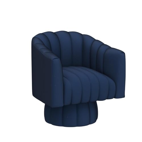 Dewhut Swivel Barrel Accent Chair, Velvet Reading Armchair, Navy, Set 1 | Mid Century Style, Modern Round ArmChair With 360° Swivel Base, For Living Room / Bedroom / Office - color: Navy