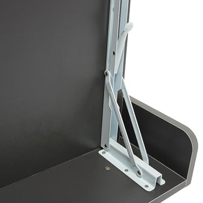 Wall Mounted Folding Desk, Solid Wood Floating Laptop Desk with Wall Mounted Bookshelf for Living Room Coffee Shop Apartments, 88lbs Table Load-Bearing (Grey) - color: Grey