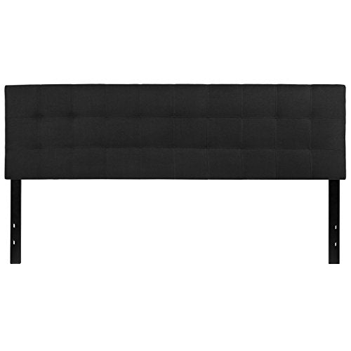 Quilted Tufted Upholstered King Size Headboard in Black Fabric - color: Black, size: King