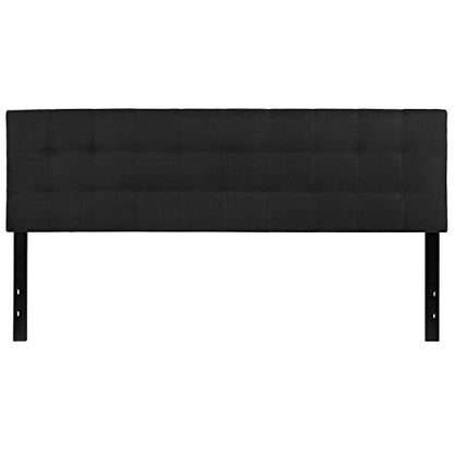 Quilted Tufted Upholstered King Size Headboard in Black Fabric - color: Black, size: King