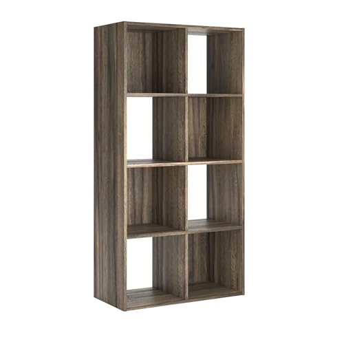 Signature Design by Ashley Shallifer 8-Cube Storage Organizer, Brown | Engineered wood (MDF/particleboard/plywood) and decorative laminate, Weathered brown finish, Fits 10.5 in bins, Casual style - color: Brown, size: Eight Cube