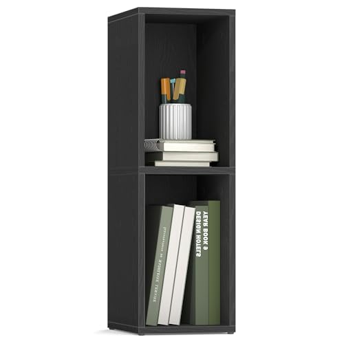VASAGLE CUSTOS Collection - Bookshelf, 2-Tier Bookcase, Book Shelf, Open Storage Shelf, 9.4 x 7.9 x 25.2 Inches, for Living Room, Home Office, Dining Room, Ebony Black ULBC522B01 - color: Ebony Black, size: 2 Tiers (7.9"W)