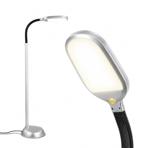 Brightech Litespan Titanium Silver LED Floor Reading Lamp, Energy Efficient, Adjustable Standing, 850-950 Lumens, 12W, 3-Year Warranty - color: Titanium Silver
