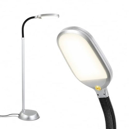 Brightech Litespan Titanium Silver LED Floor Reading Lamp, Energy Efficient, Adjustable Standing, 850-950 Lumens, 12W, 3-Year Warranty - color: Titanium Silver