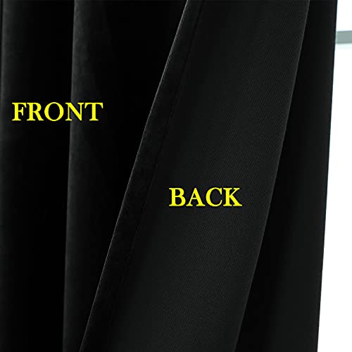Timeper Black Velvet Curtains 90 inches 2 Panels,Blackout Curtains for Bedroom Living Room Thermal Insulated Luxury Super Soft Window Drapes,Back Tab & Rod Pocket,W52 x L90 inches - color: Black, size: 52"W x 90"L (Pack of 2)