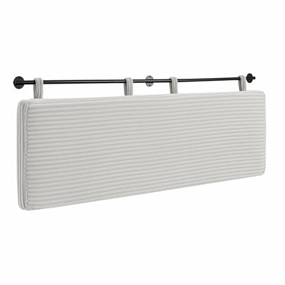 King Headboard Only, Wall Mounted Hanging Upholstered Bed Head Board | Modern Vertical Channel Design of Fine Flannel, Elegant Beige Fluted Headboard for Bedroom (Beige, King Size) - color: Flannel/Beige, size: King