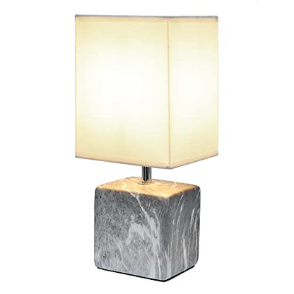Simple Designs LT2071-BAW Gray Black Petite Marbled Ceramic Bedside Mini Table Lamp with White Fabric Shade… - color: Marble Black/White Shade