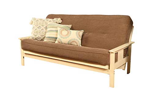 Kodiak Furniture Monterey Futon Set, No Drawers, with Antique White Base and Marmont Mocha Mattress - color: Marmont Mocha, size: No Drawers, style: Antique White Finish