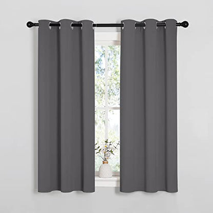NICETOWN Bedroom Curtains Blackout Drapery Panels, Three Pass Microfiber Thermal Insulated Solid Ring Top Blackout Window Curtains/Drapes (Two Panels, 34 x 54 inches, Gray) - color: Grey, size: 34"W x 54"L (Pack of 2)