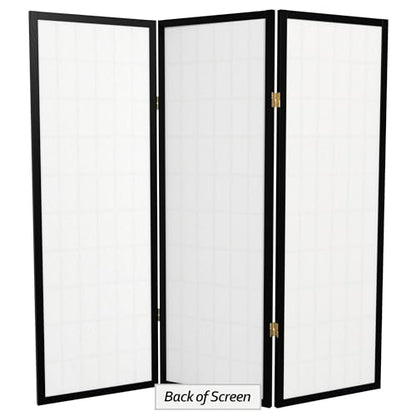 4 ft. Short Window Pane Shoji Screen - Black - 3 Panels - color: Black, size: 3 Panels