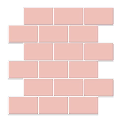 STICKGOO Subway Tile Peel and Stick Backsplash, Thicker Design 12" x 12" Stick on Backsplash Tiles for Kitchen, Bathroom, Wall Tile (10 Sheets, Pink) - color: Pink