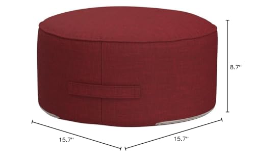 Round Pouf Foot Stools Comfortable Ottoman Floor Seat Cushion Movable Foot Rest Washable Case for Living Room, (Red) - color: Red