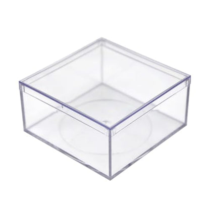 Clear Gift Boxes with Lids (6 Pack) – 4x4x2 Acrylic Display Boxes for Party Favors, Candy, Jewelry & Small Items – Durable Crystal-Clear Plastic, BPA-Free, Made in USA - size: 4.0" x 4.0" x 2.0"