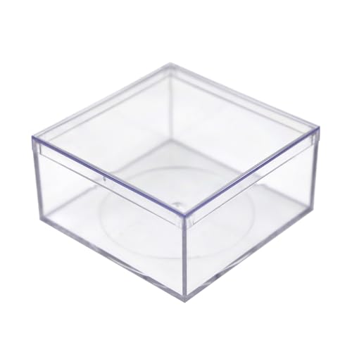 Clear Gift Boxes with Lids (6 Pack) – 4x4x2 Acrylic Display Boxes for Party Favors, Candy, Jewelry & Small Items – Durable Crystal-Clear Plastic, BPA-Free, Made in USA - size: 4.0" x 4.0" x 2.0"
