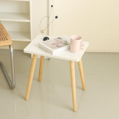 AWASEN Side Table, Small End Accent Table for Living Room Bedroom Office Small Spaces, Modern White Side Table Nightstand with Solid Wood, Easy Assembly, (White) - color: White