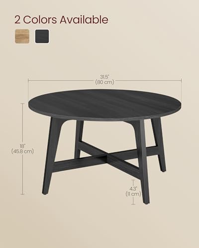 VASAGLE Round Coffee Table, 31.5-Inch Center Table, Tapered Legs | Curved Transitions, Easy to Assemble, for Living Room, Charcoal Gray, MAEZO Collection ULCT251BA02 - color: Charcoal Gray, size: 31.5"Dia. x 18"H