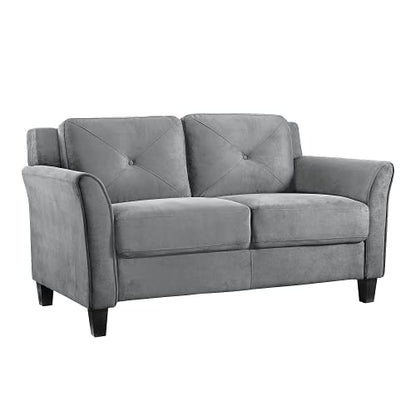 Studio Living Harrington 57.9" Loveseat, Transitional Modern, Pocket Coil Comfort, Easy Assembly, Microfiber Fabric, Dark Grey - color: Dark Grey, size: Loveseat
