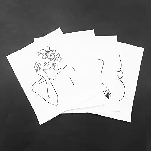 Hbaebdoo Minimalist Line Art Decorative Prints Set of 4 Aesthetic Drawing Poster Black/White Prints 8inch x 10inch Unframed