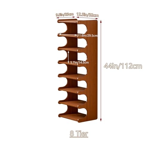 Vertical Narrow Shoe Rack, Corner Shoe Rack for Entryway, 8 Tier Wooden Free Standing Multi Layer Shoe Storage Rack for Entryway, Corridors, Bedrooms Living Room Corner And Small Spaces(8 Tier) - size: 8 Tier