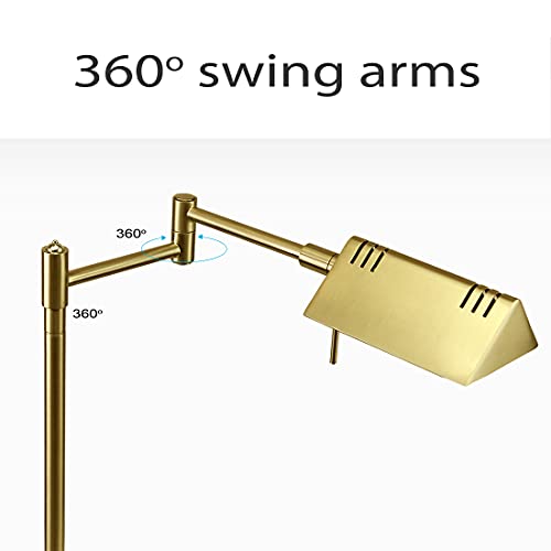 O'Bright LED Pharmacy Table Lamp, Full Range Dimming, 12W LED, 360 Degree Swing Arms, Desk, Reading, Craft, Work Lamp, ETL Tested, Antique Brass (Gold) - color: Antique Brass