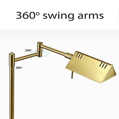 O'Bright LED Pharmacy Table Lamp, Full Range Dimming, 12W LED, 360 Degree Swing Arms, Desk, Reading, Craft, Work Lamp, ETL Tested, Antique Brass (Gold) - color: Antique Brass