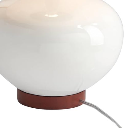 Brice 23" High Table Lamp Ivory Wood Mid-Century Ceramic Mid Century Modern | White Neck Bedroom Living Room House Home Bedside Nightstand Office Family Tapered Drum Shade - color: Wood and White Smooth Ceramic