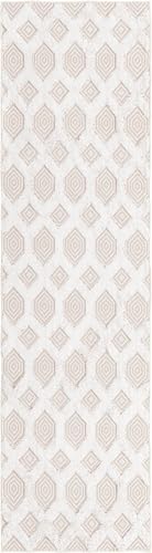Rugs.com - Sabrina Soto Casa Rug – 8 Ft Runner Beige Cotton Textured Runner Modern Geometric Design for Hallways, Entryways, and Bedrooms - color: Beige, size: 2'3" x 8' (Runner)