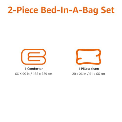 Amazon Basics 2-Piece Soft Microfiber Kid's Comforter and Pillow Sham Set, Twin, Dinosaurs, Animal Print - color: Dinosaurs, size: Twin