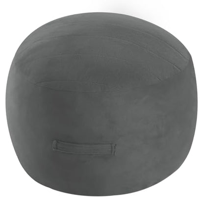 MeMoreCool Round Pouf Ottoman Foot Rest 20x15 Inches, Dark Grey | Dark Grey Round Pouf Footstool, Soft Foam Stuffed Circle Foot Rest for Living Room - color: Striped Dark Grey