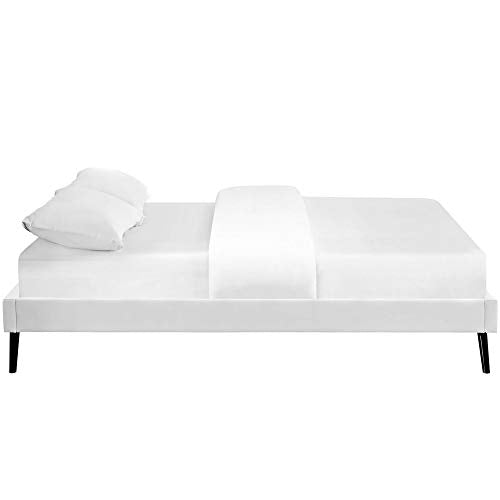 Ergode Loryn Platform Bed | Solid Wood Frame | Vinyl Upholstery | Slat Support System | No Box Spring Needed | Memory Foam Compatible | Stylish Headboard Options | Ideal for Modern Bedrooms