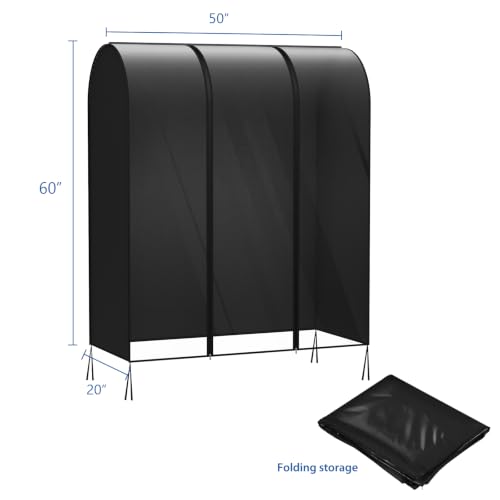 Zilink Clear Garment Rack Covers Garment Cover for Clothing Rack 50 in | Dustproof, Breathable, 2 Durable Zippers, Cover for Clothing Rack for Garment Rack (Rack Not Included) - size: 50"L x 20"W x 60"H - Clear/Black
