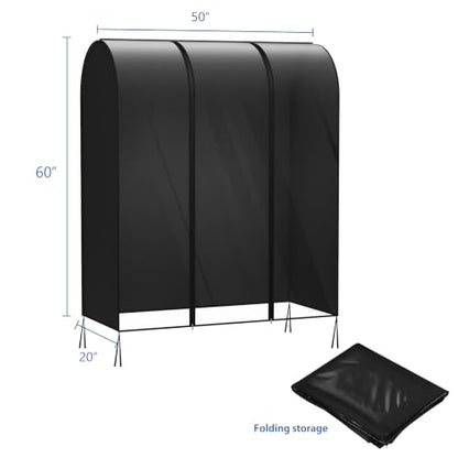 Zilink Clear Garment Rack Covers Garment Cover for Clothing Rack 50 in | Dustproof, Breathable, 2 Durable Zippers, Cover for Clothing Rack for Garment Rack (Rack Not Included) - size: 50"L x 20"W x 60"H - Clear/Black