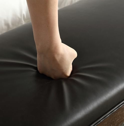 PU Leather Dining Bench Upholstered Entryway Bench Farmhouse Shoe Bench Seat Ottoman for Hallway Living Room Bedroom End of Bed Dining Room Kitchen, 45.5" Long, Black - color: Pu Leather, Black