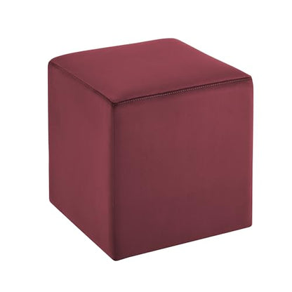 Studio Living® 18” Warren Ottoman Square Soft Velvet Bench, Stationary Ottomans, Backless Chair, Footrest for Living Room, Footstool Office, Bedroom, Padded Seat, Plum - color: Plum