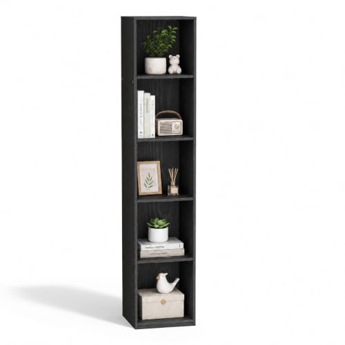 5 Cube Black Book Shelf, Tall Bookcase for Bedroom Home Office Living Room - color: Black, size: 5 Cube