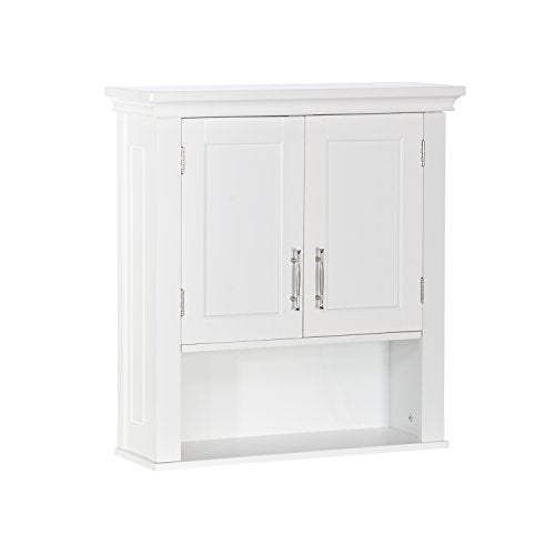 RiverRidge Somerset Two-Door Bathroom Wall Mount Medicine Cabinet, White | Open Display Shelf, Adjustable Interior Shelf, Two-Tone Handles, Space-Saving, Laundry Storage - color: White
