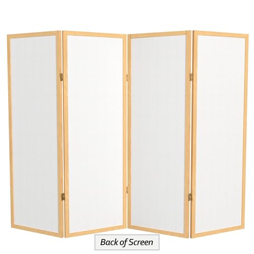 4 ft. Short Window Pane Shoji Screen - Natural - 4 Panels - color: Natural, size: 4 Panels