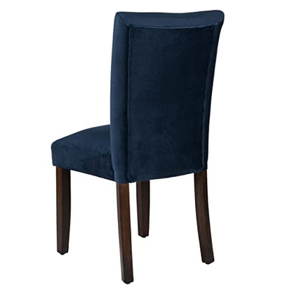 HomePop Parsons Classic Upholstered Accent Dining Chair, Set of 2, Navy Velvet - color: Navy Velvet, style: Pack of 2