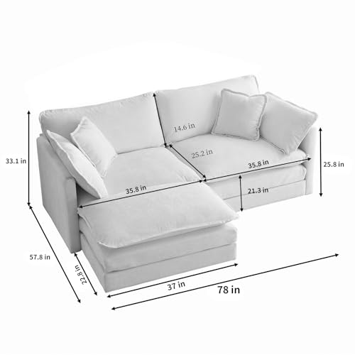 76.7” Oversized Orange Loveseat Sofa, 2 Seater Large Sectional Couches for Living Room, Chenille Fabric Modular Sectional Sofa with 1 Ottoman, Deep Seat Home Sofas Set, Love Seat Couches - color: Orange, size: 2 Seater + 1 Ottoman