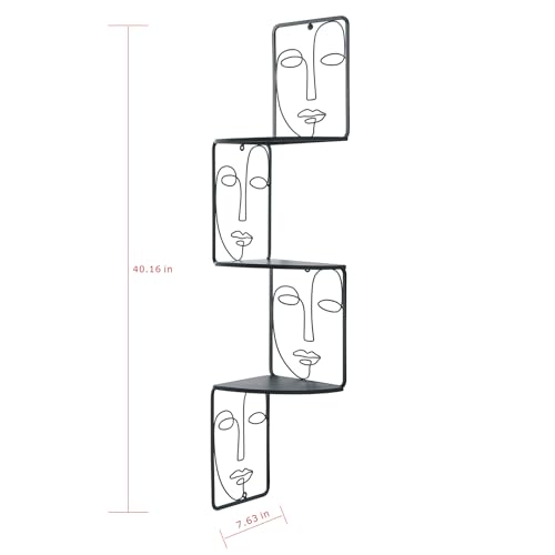 Corner Shelf, Wall Mounted Face Sculpture Display Shelf with Philosophical Art Design for Living Room Decor, Wall Corner Bookshelf Multi Unit Organizer, Tall Shelf Plant Stand for Bedroom, Bathroom