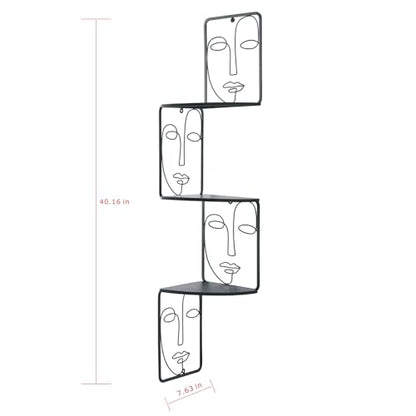 Corner Shelf, Wall Mounted Face Sculpture Display Shelf with Philosophical Art Design for Living Room Decor, Wall Corner Bookshelf Multi Unit Organizer, Tall Shelf Plant Stand for Bedroom, Bathroom