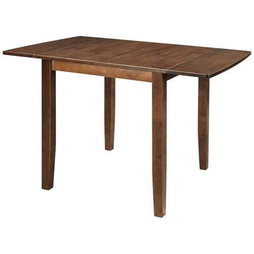 3Pcs Dining Set with Drop Leaf Dining Table and 2 X-Back Chairs, Solid Wood Kitchen Table Set for Small Place (Brown) - color: Brown