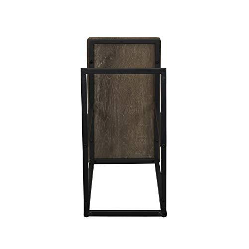Household Essentials Ashwood Industrial Narrow End Table | Metal C Shaped Frame and Rectangle Faux Wood Top, C Table - color: Ashwood