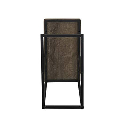 Household Essentials Ashwood Industrial Narrow End Table | Metal C Shaped Frame and Rectangle Faux Wood Top, C Table - color: Ashwood